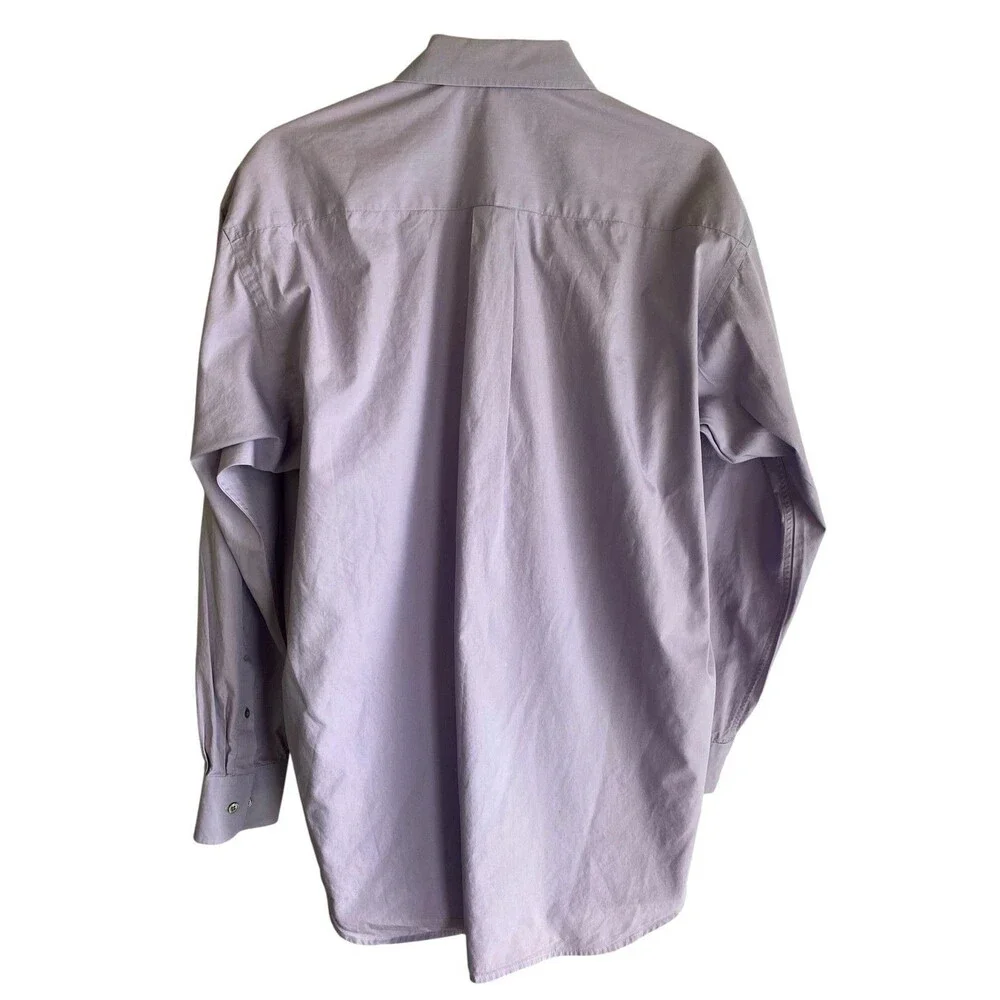 Banana Republic Shirt Mens Large Purple Solid Long Sleeve 100% Cotton Pocket